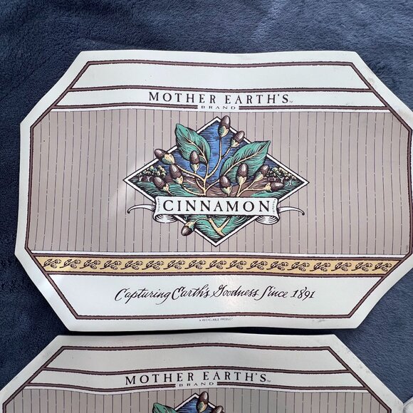 Vintage Rubber Foam Backing Set Of 4 Mother Earths Brand Cinnamon Placemats - Picture 5 of 10